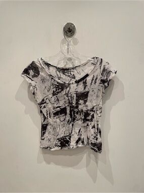 Marni Black & White Abstract Crop Top